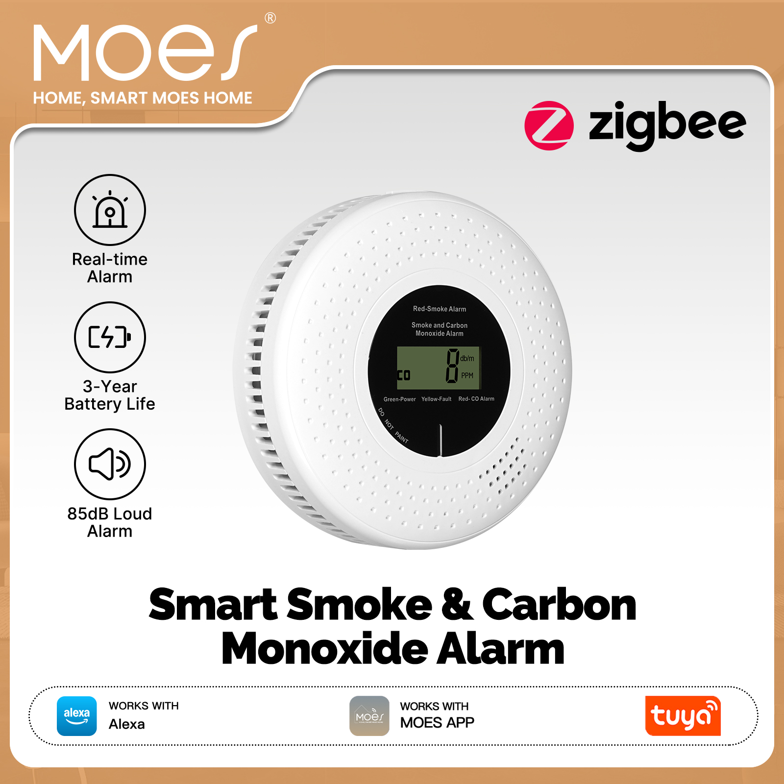 Smoke Leak Detector - MOES Tuya Zigbee Smart Smoke Carbon