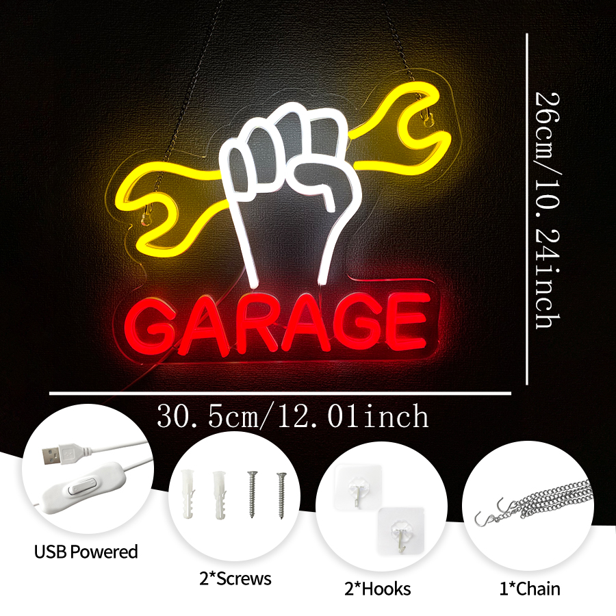 Garage Led Neon Sign, Wrench T - Auto Repair Shop Signs ulasan dan harga