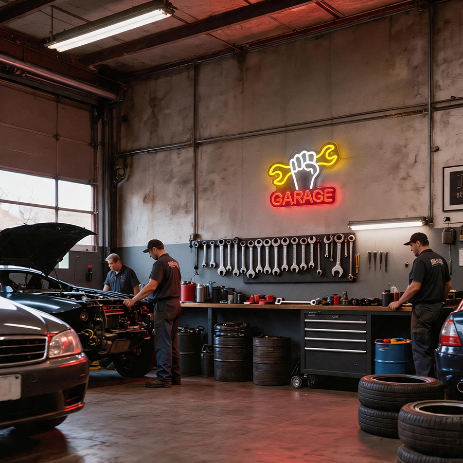 Garage Led Neon Sign, Wrench T - Auto Repair Shop Signs ulasan dan harga