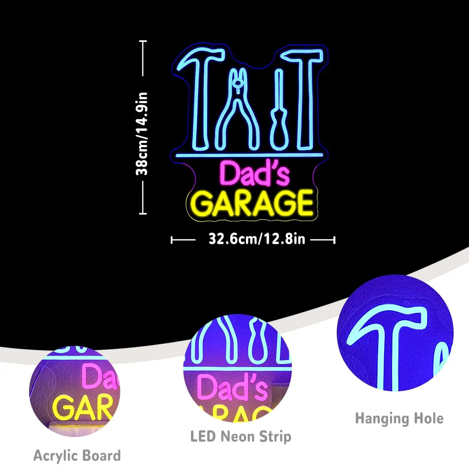 Dad's Garage Neon Sign USB Pow - Auto Repair Shop Signs ulasan dan harga