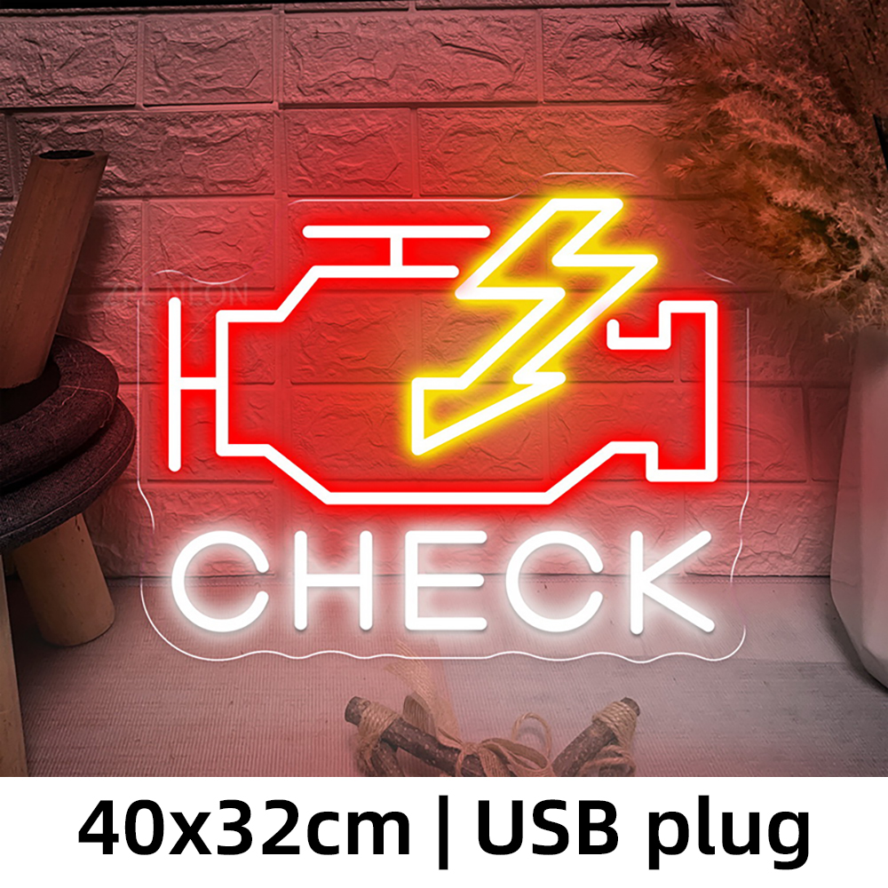 Check Engine Neon Sign Led Lig - Auto Repair Shop Signs ulasan dan harga