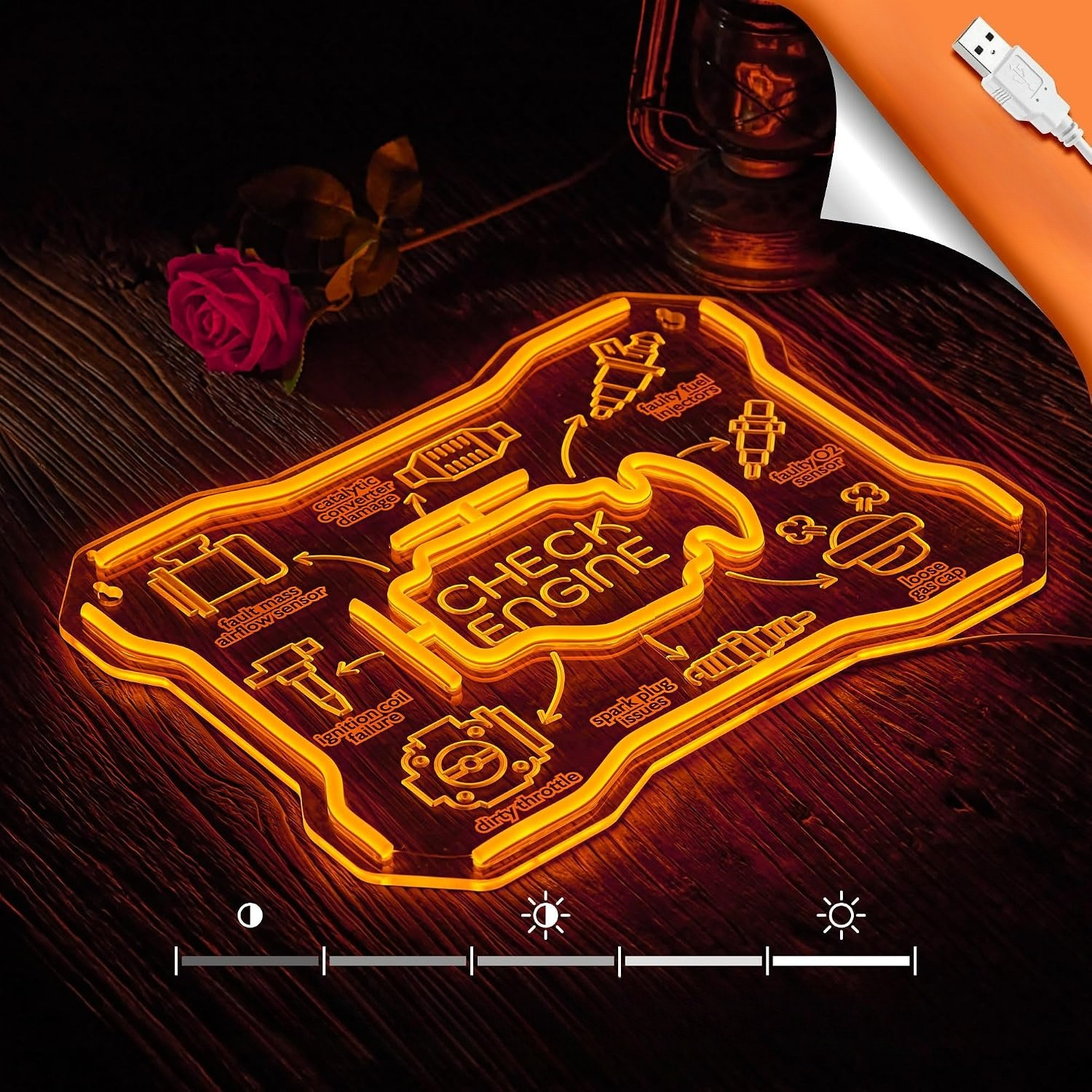 Check Engine Neon Sign USB LED - Auto Repair Shop Signs ulasan dan harga