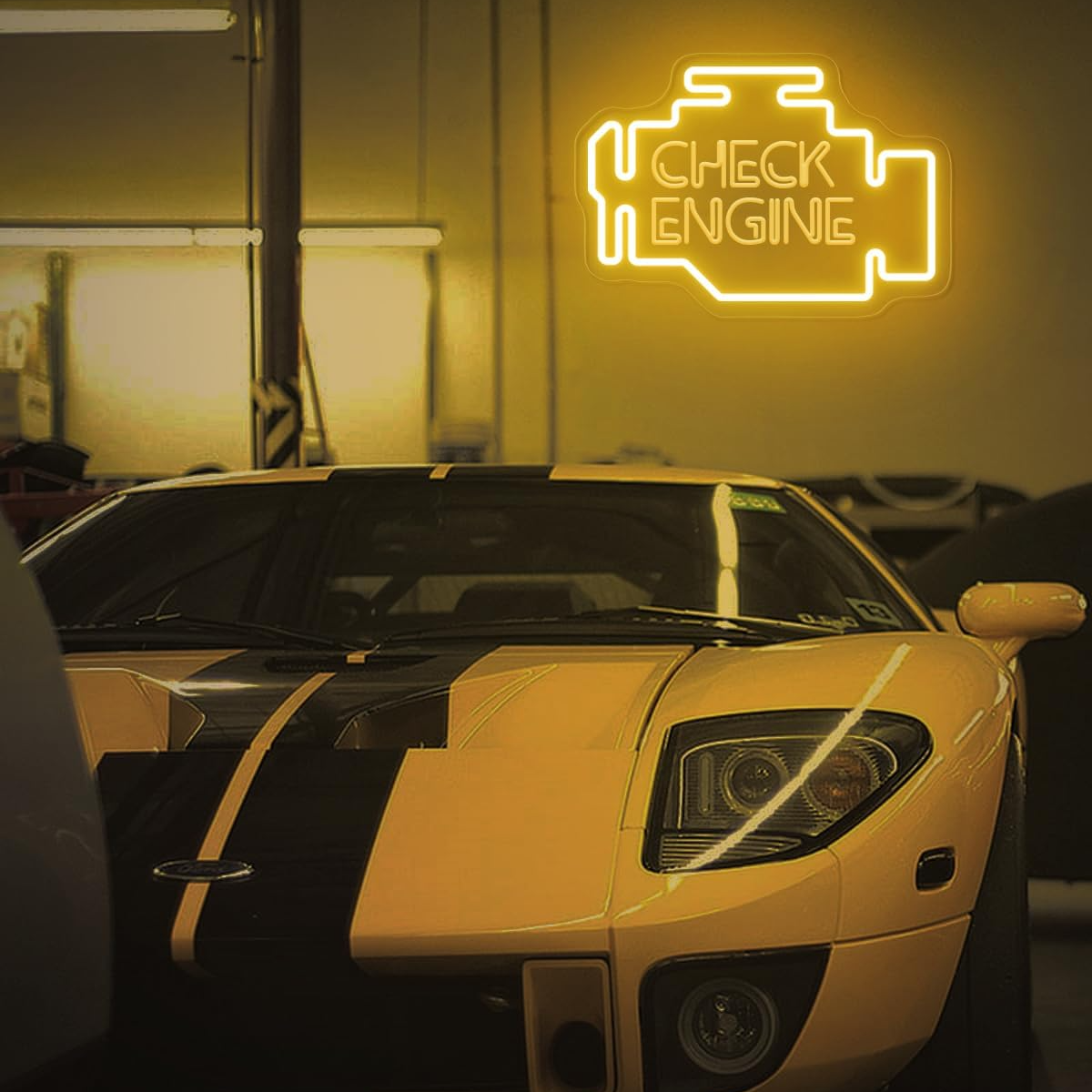 Check Engine Neon Sign Car LED - Auto Repair Shop Signs ulasan dan harga