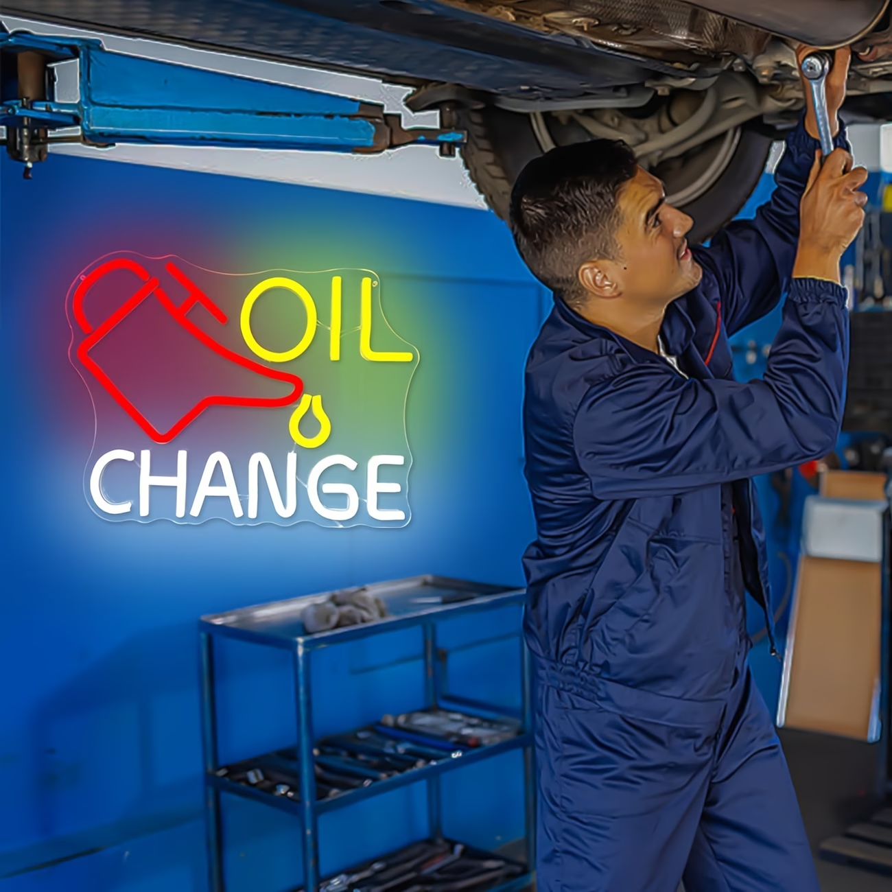 Oil Change Neon Sign Garage Ne - Auto Repair Shop Signs ulasan dan harga