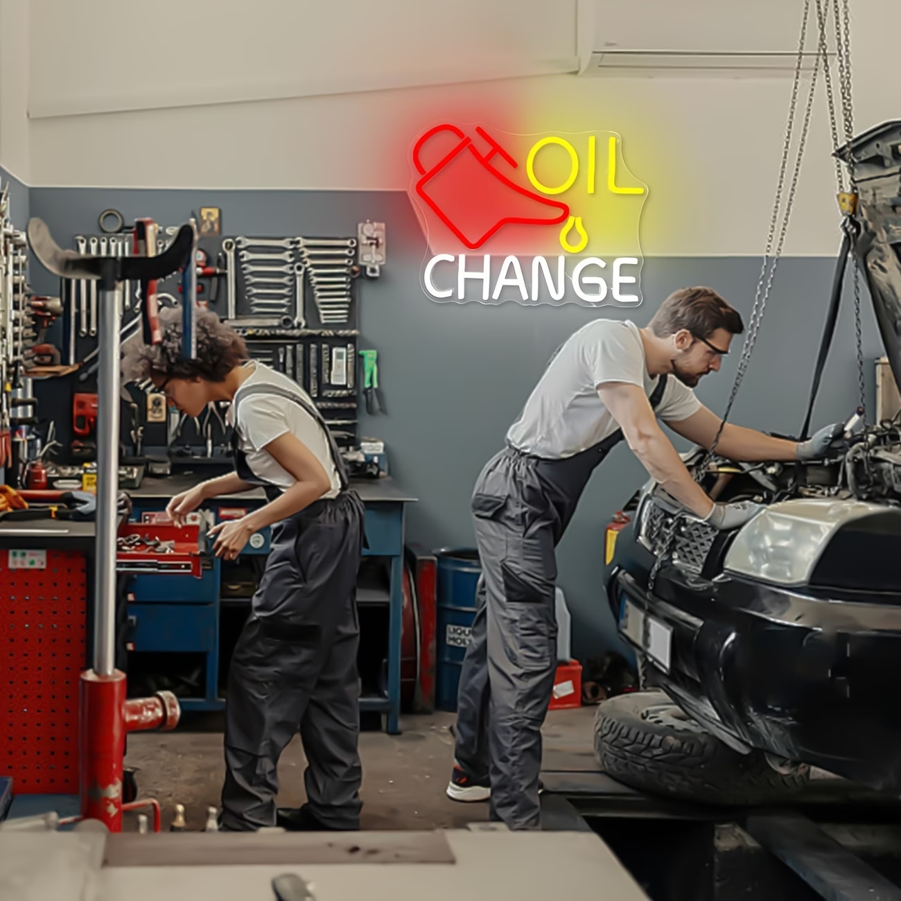 Oil Change Neon Sign Garage Ne - Auto Repair Shop Signs ulasan dan harga